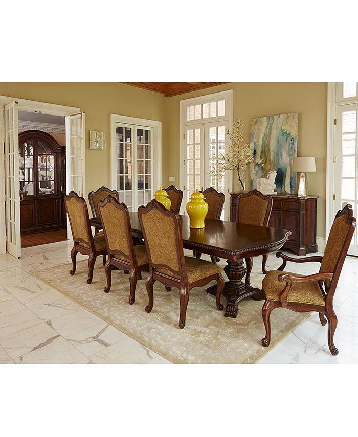 Furniture Lakewood 9Piece Dining Room Furniture Set, (Double Pedestal Dining Table, 6 Side