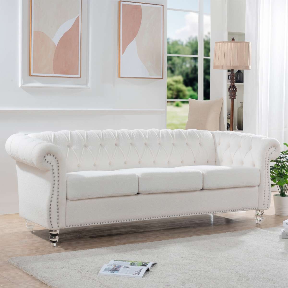 Streamdale Furniture 84.65" Rolled Arm Chesterfield 3 Seater Sofa