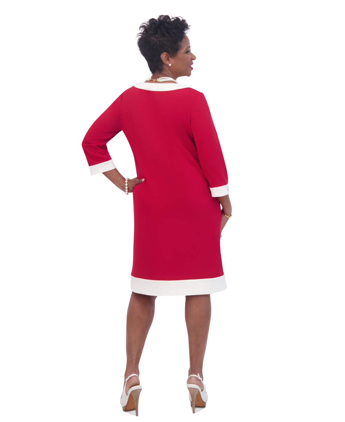 Shop Kasper Women's Jude Contrast-trim Sheath Dress In Crimson,cr