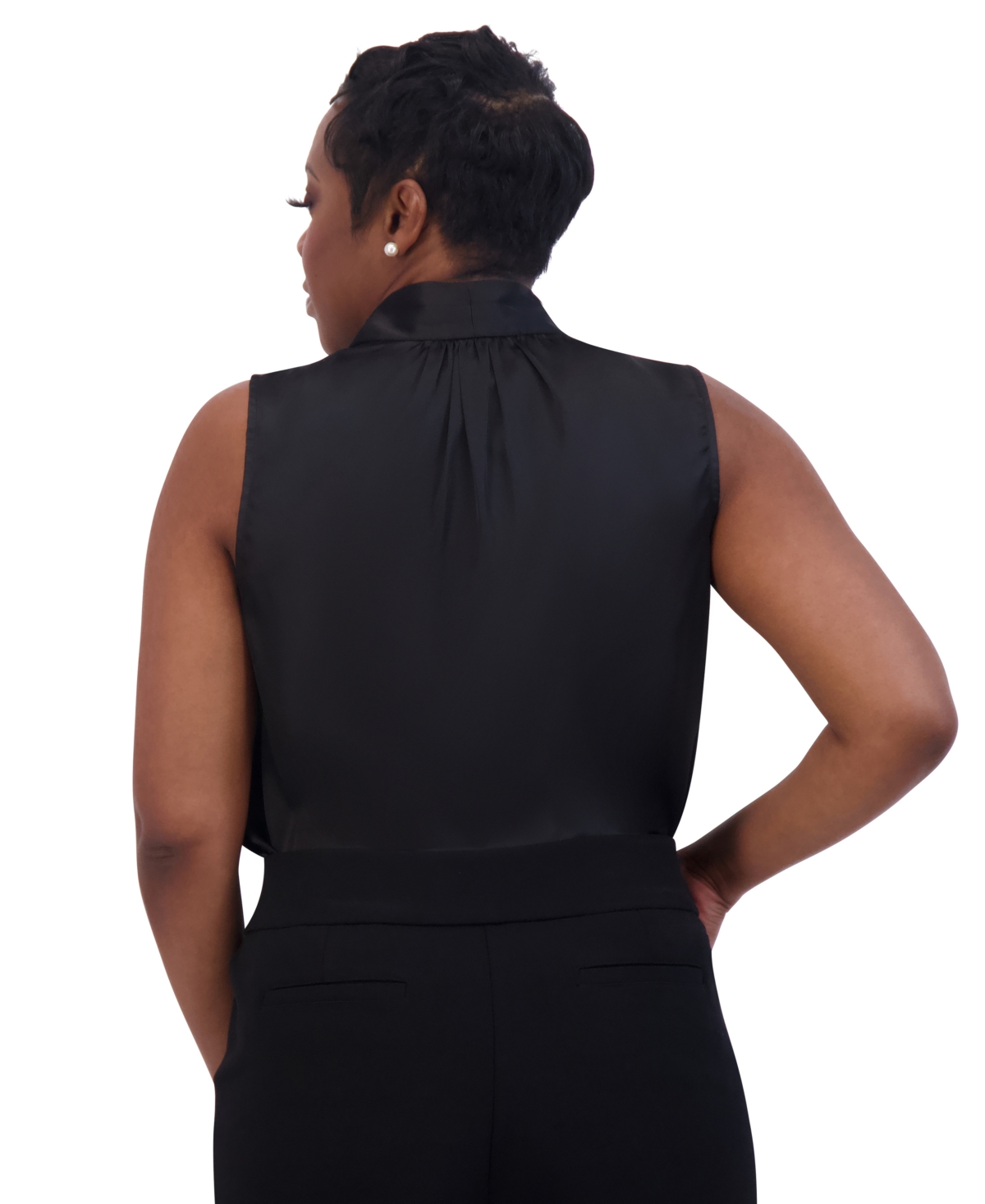 Kasper Women's V-Neck Sleeveless Pleat-Shoulder Top