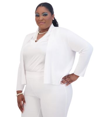 Women's Collarless Open-Front Cardigan