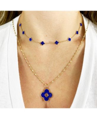 Lapis Clover Cut Out Charm 14K Gold