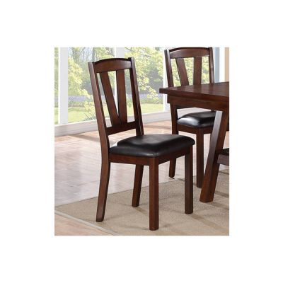 Streamdale Walnut Wood Framed Back Dining Chairs w/ Cushions (Set of 2)