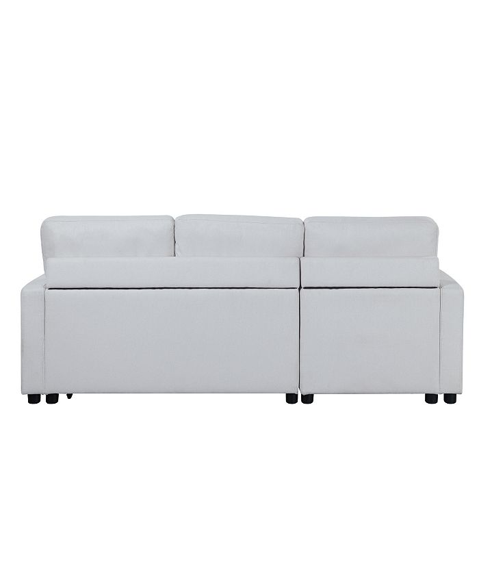 Simplie Fun Hiltons Sleeper Sectional Sofa with Storage, White Fabric Macy's