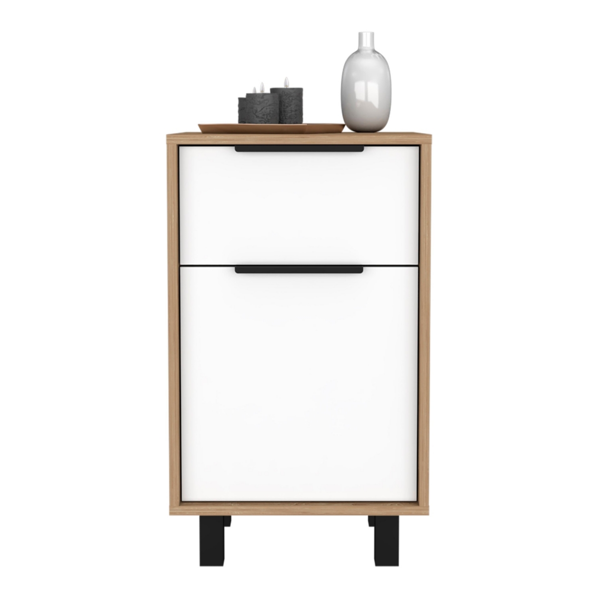 Streamdale Furniture Nightstand Maryland Z, One Drawer, One Cabinet, PineFinish - White