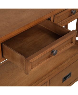 Farmhouse Wood Console Table with Drawers and Shelf