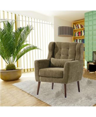 1 piece Chenille Foam-Filled Dark Blue Mid Century Accent Chair