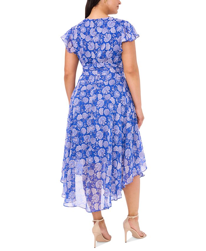 Full Size Paisley Print Cap Sleeve Maxi Dress Plus Size