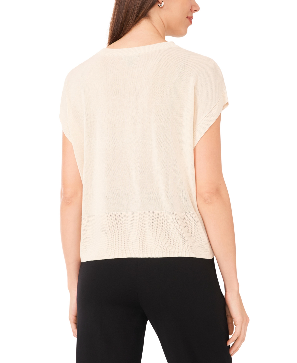Vince Camuto Women's Drop-shoulder Short-sleeve Sweater In Neutral