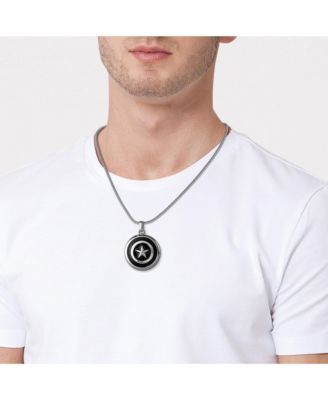 Captain America Stainless Steel (316L) Shield Pendant, 22'' Chain