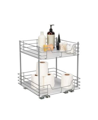 Glidez Steel Pull-Out/Slide-Out Storage Organizer with Plastic Liners for Under Cabinet or Wire Shelf 2-Tier Design