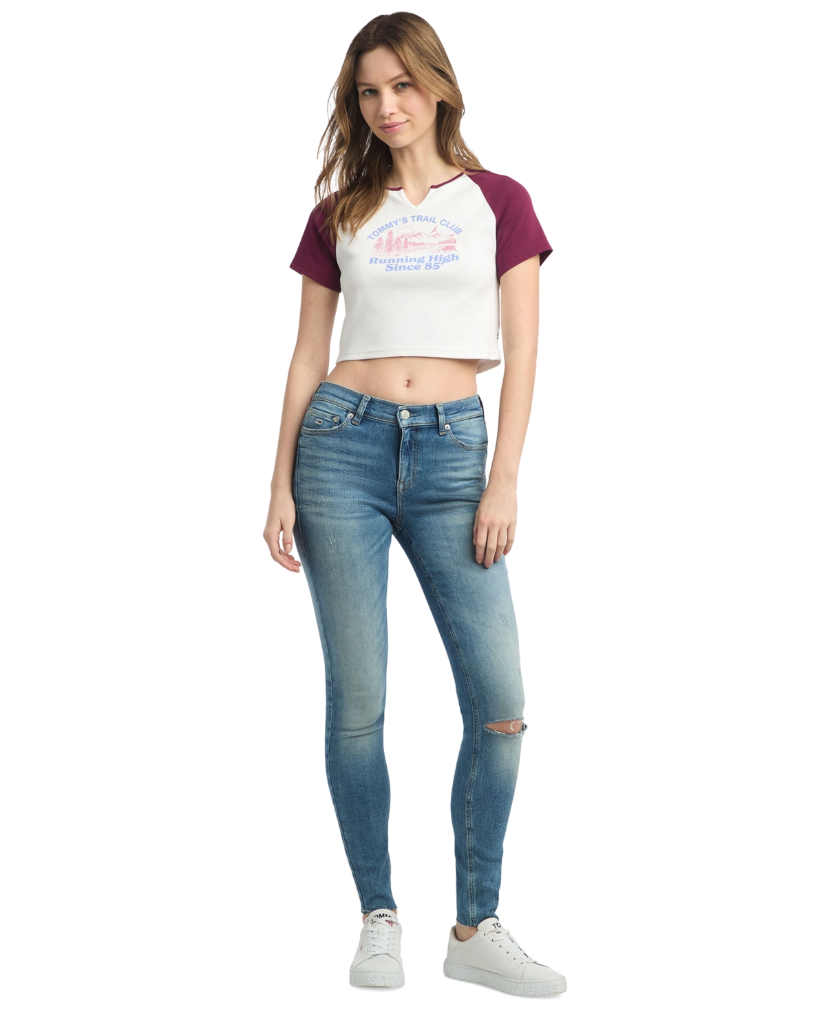 Tommy Jeans Women's Slim Vintage Prep Cropped T-Shirt -/ WHITE
