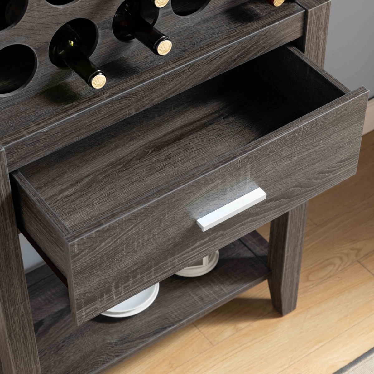 Streamdale Furniture Wine Cabinet Distressed Grey