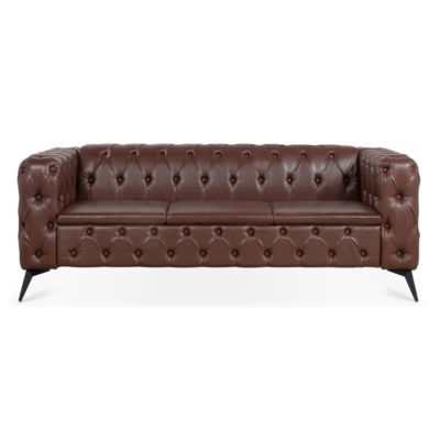 84.06" Width Traditional Square Arm Removable Cushion 3 Seater Sofa