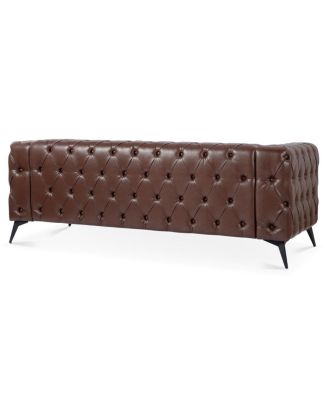 84.06" Width Traditional Square Arm Removable Cushion 3 Seater Sofa