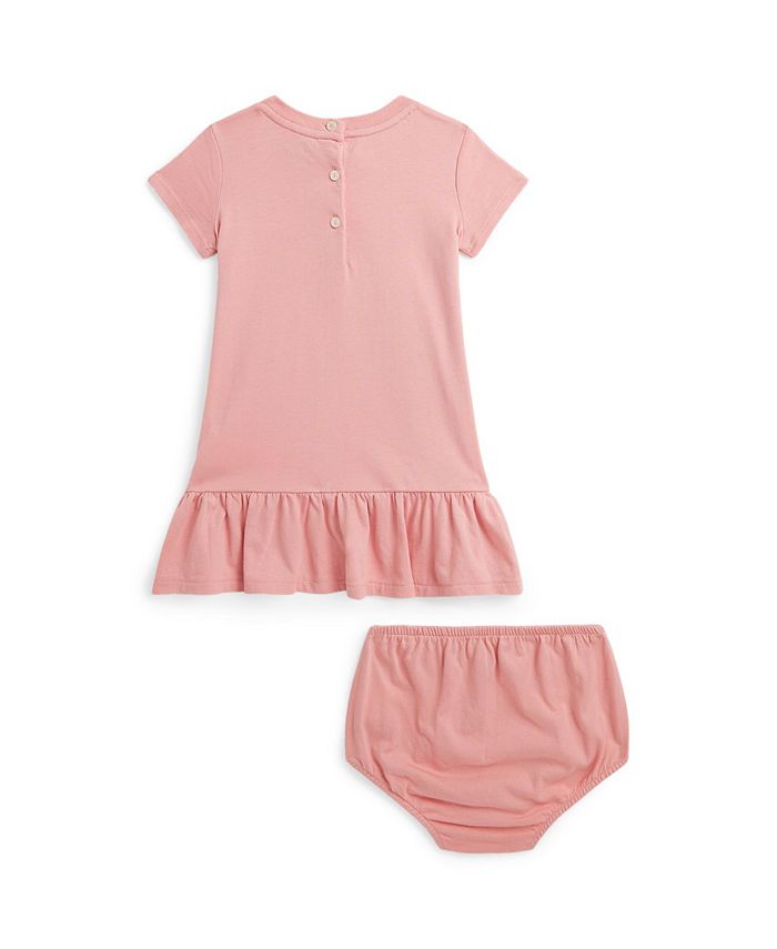 Ralph Lauren Baby Girls Polo Bear Jersey Dress in Yellow
