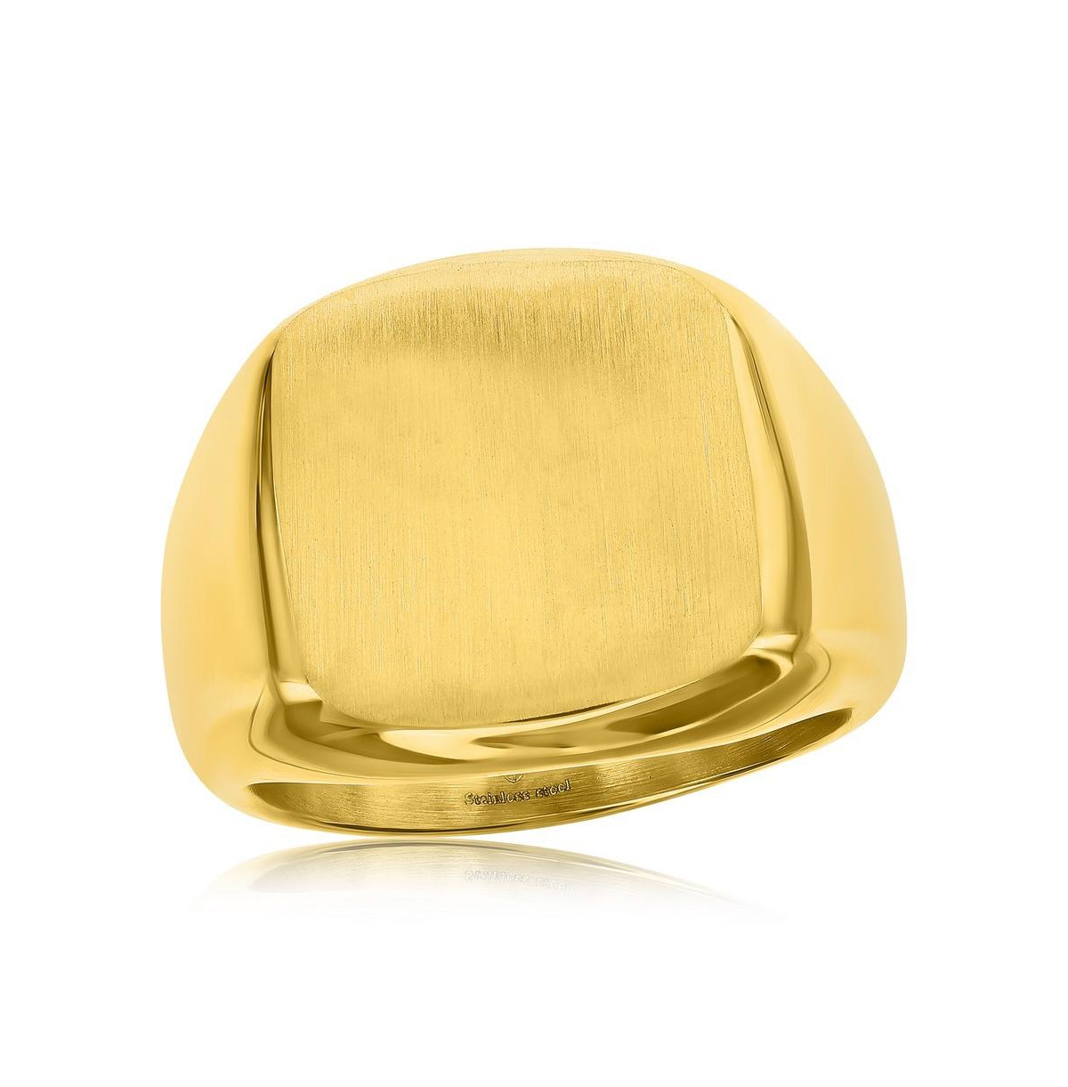 Stainless Steel Brushed Square Ring - Gold