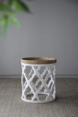  23" Large Distressed White Side Table
