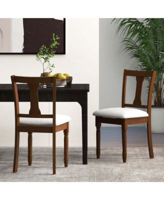 2 PCS Wood Chair Antique Upholstered Chair with Storage Space