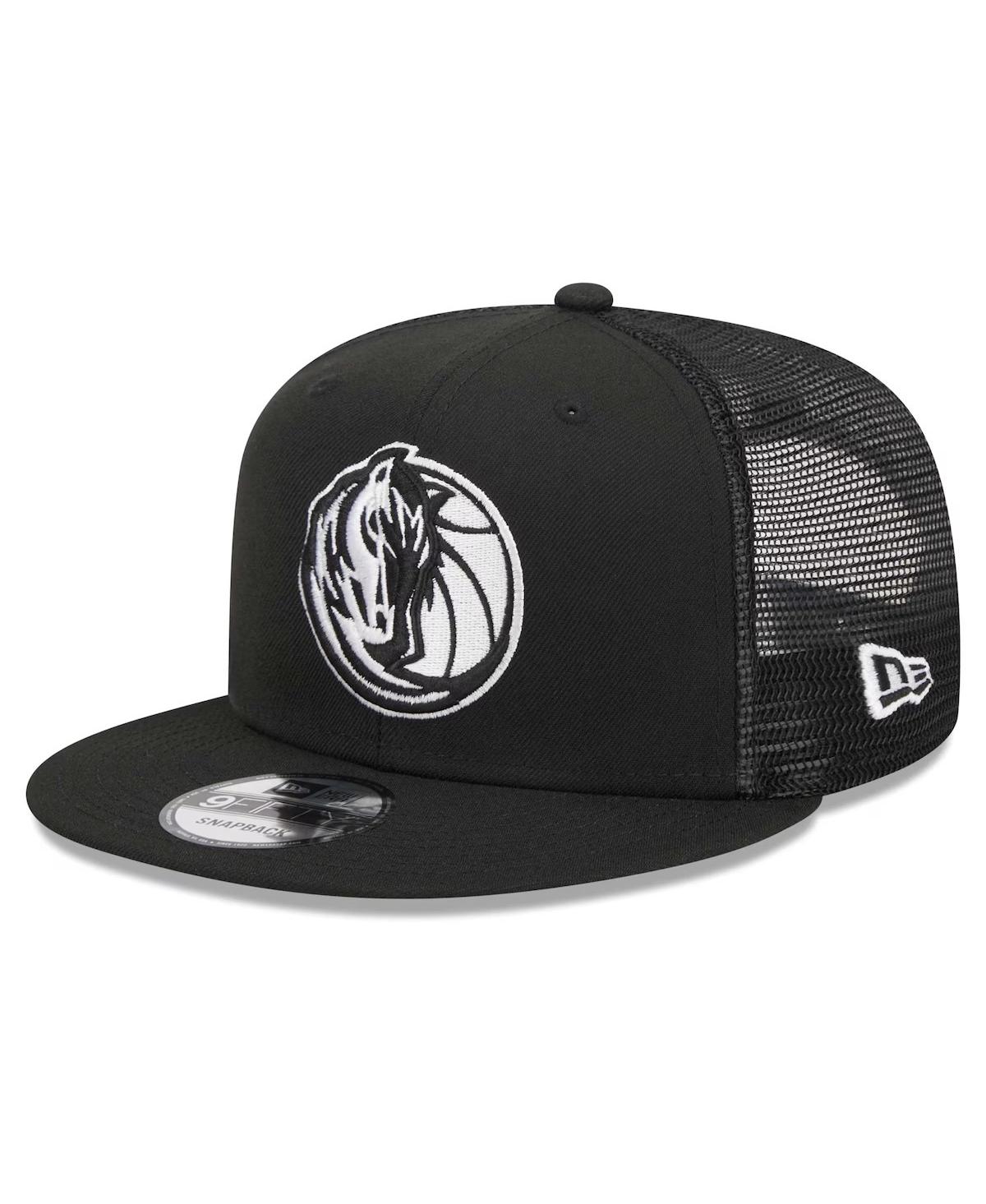 New Era Men's Black Dallas Mavericks Evergreen 9fifty Trucker Snapback Hat In Black
