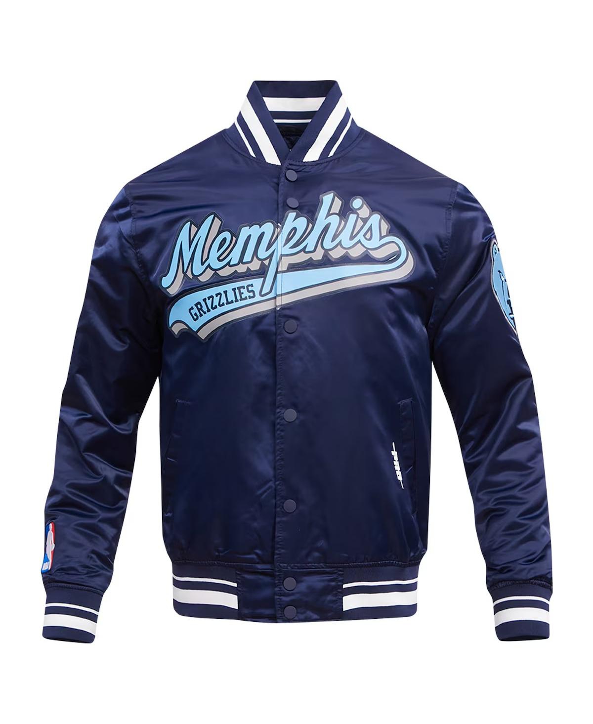 Shop Pro Standard Men's Navy Memphis Grizzlies Script Tail Full-snap Satin Varsity Jacket