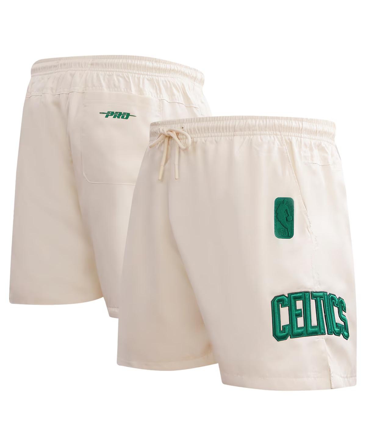 Men's Cream Boston Celtics Triple Tonal Woven Shorts - Cream