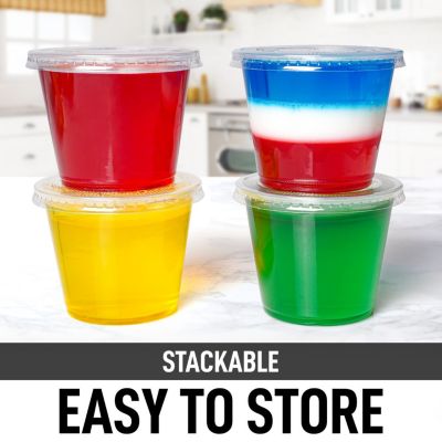 200 Pack Clear Jello Shot Cups with Lids - Disposable Condiment Cups