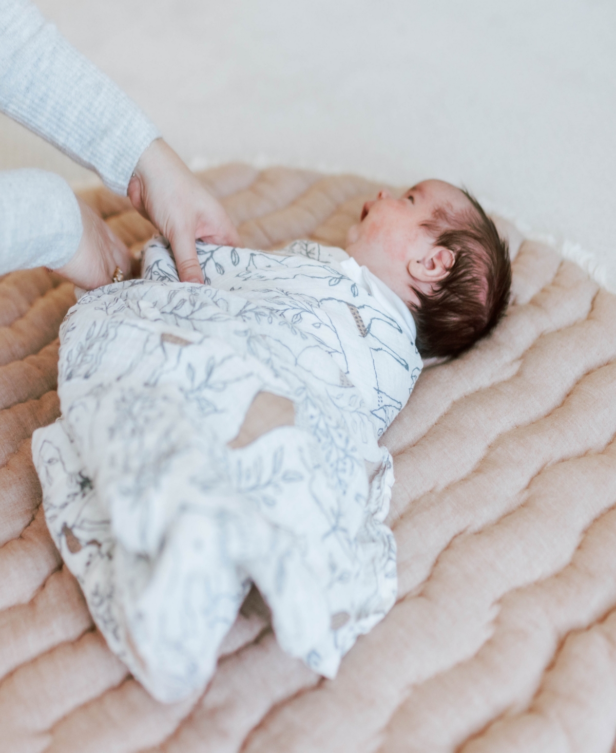 Shop Crane Baby Baby Boys Or Baby Girls Ezra Quilted Playmat Woodland In Copper,white