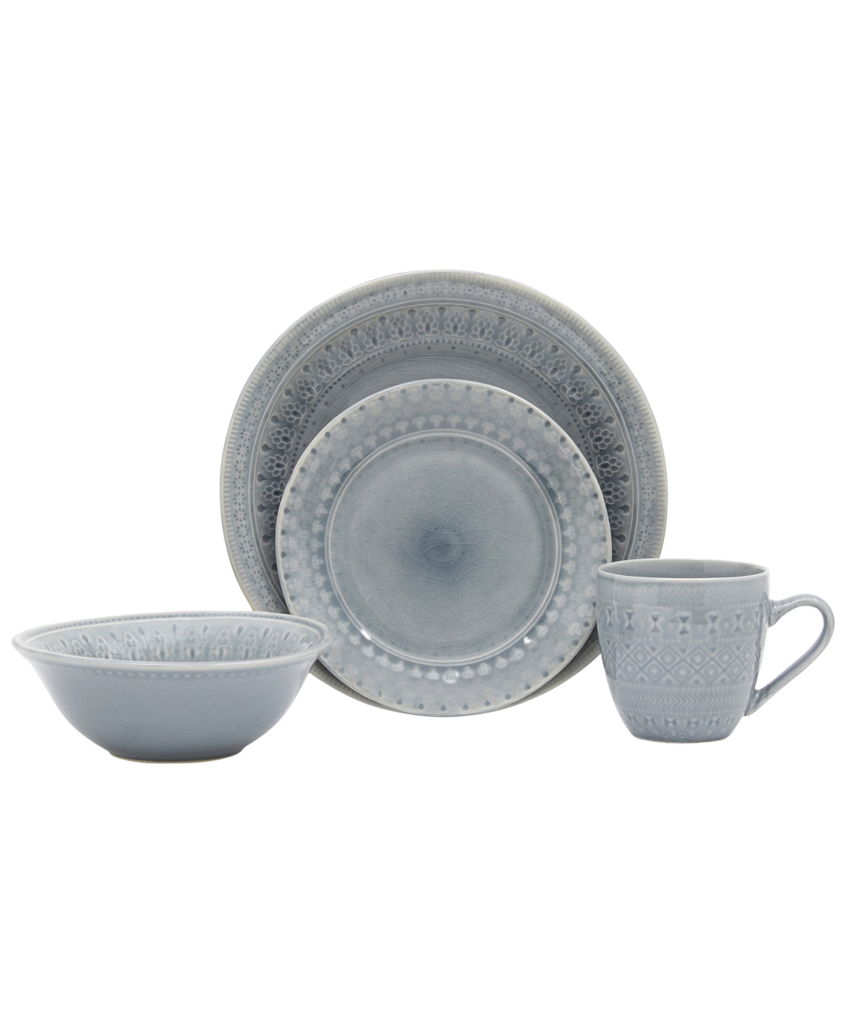 Phillips 16 Pc. Dinnerware Set, Service for 4 - GREY