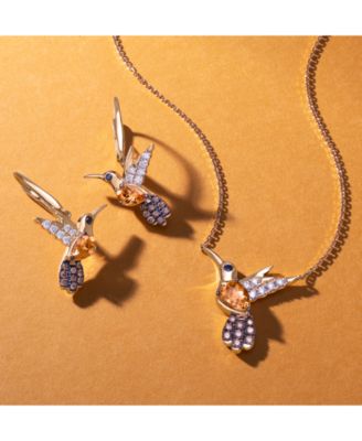 Cinnamon Citrine (3/4 ct. t.w.), Nude Diamonds (1/5 ct. t.w.), Chocolate Diamonds (1/6 ct. t.w.) & Blackberry Diamonds Accent Hummingbird Drop Earrings in 14k Gold