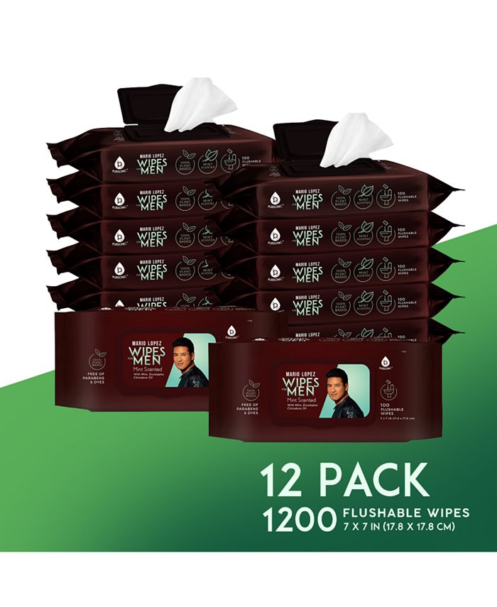 PURSONIC Mario Lopez 12 Pack of Flushable Man Wipes (1200 Mint Scented