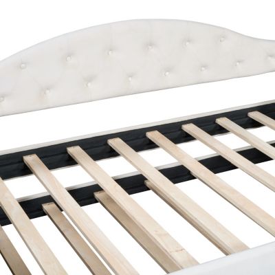 Tufted Daybed with Trundle, Velvet Sofabed