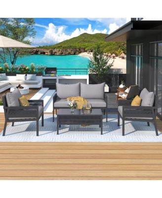 Streamdale 4-Piece Grey Patio Furniture Set with Cushions
