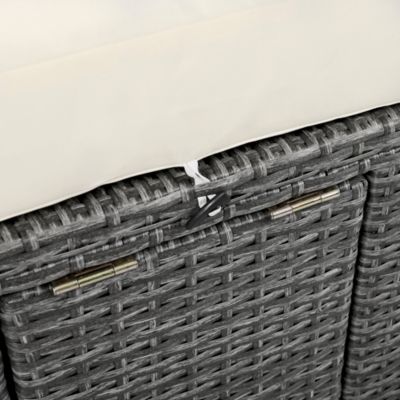 Gray Rattan Outdoor Daybed with Cushions and Cup Trays