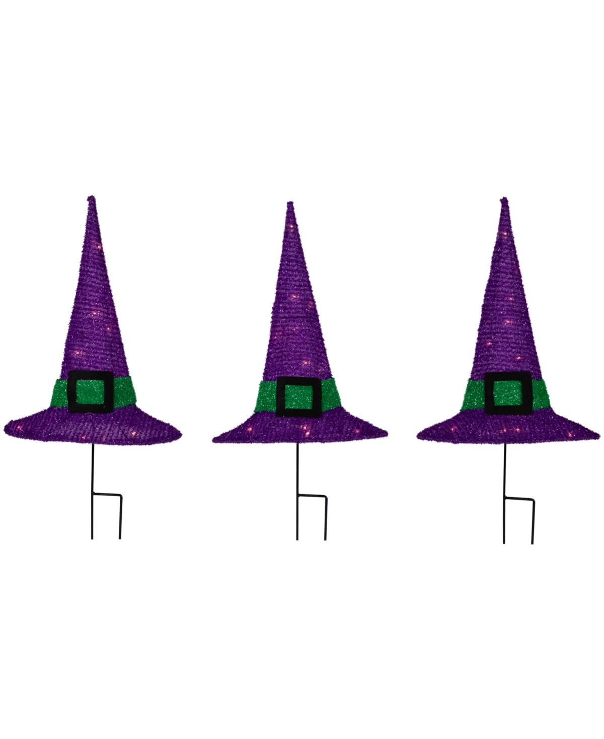 14" Led Lighted Purple Witches Hat Outdoor Halloween Pathway Markers - Purple