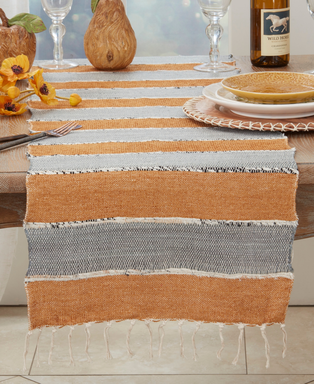 Saro Lifestyle Boho Chic Fringe-edged Table Runner, 16"x72" In Terracotta