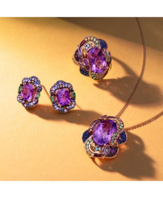 Crazy Collection&reg; Multi-Gemstone (7-7/8 ct. t.w.) & Nude Diamond (3/8 ct. t.w.) Statement Ring in 14k Rose Gold