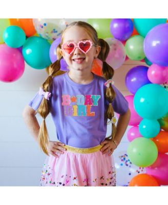 Little and Big Girls Birthday Girl Patch Short Sleeve T-Shirt
