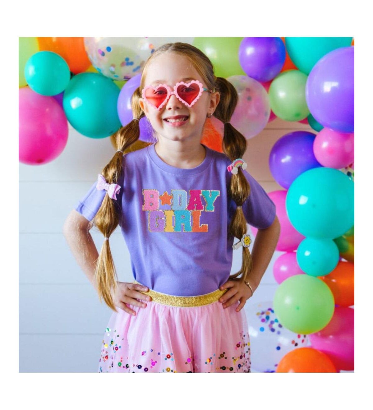 Sweet Wink Little and Big Girls Birthday Girl Patch Short Sleeve T-Shirt