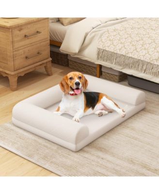 Orthopedic Dog Bed Medium Small Dogs with 3-Side Bolster Non-Slip Bottom Zippers