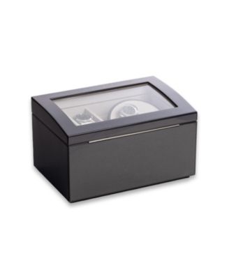 Lacquered Carbon Fiber Finish 2 Watch Winder with Storage for 4 Watches