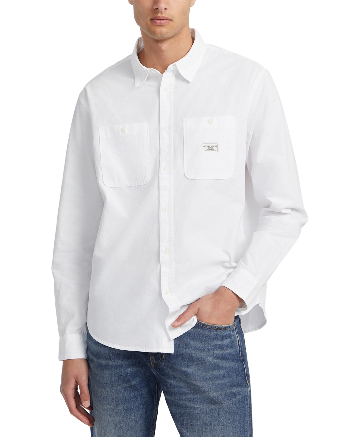 Men's Regular-Fit Solid Button-Down Shirt - White