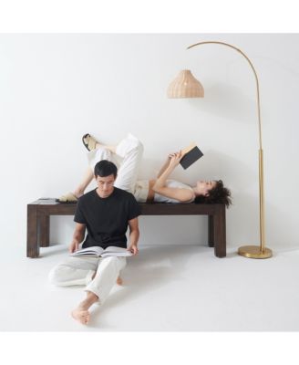 Lark 75 in. Boho Wicker LED Floor Lamp with Rattan Empire Shade