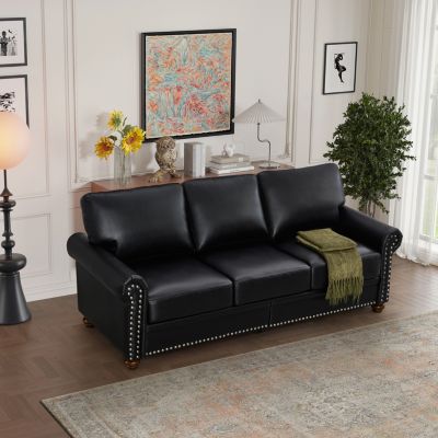 Classic Living Room Nails Sofa Faux Leather