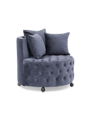 Swivel Chair with Velvet Upholstery and Pillows