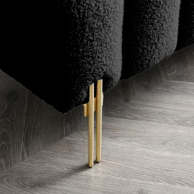 Modern Sherpa Upholstered End-of-Bed Bench with Gold Legs