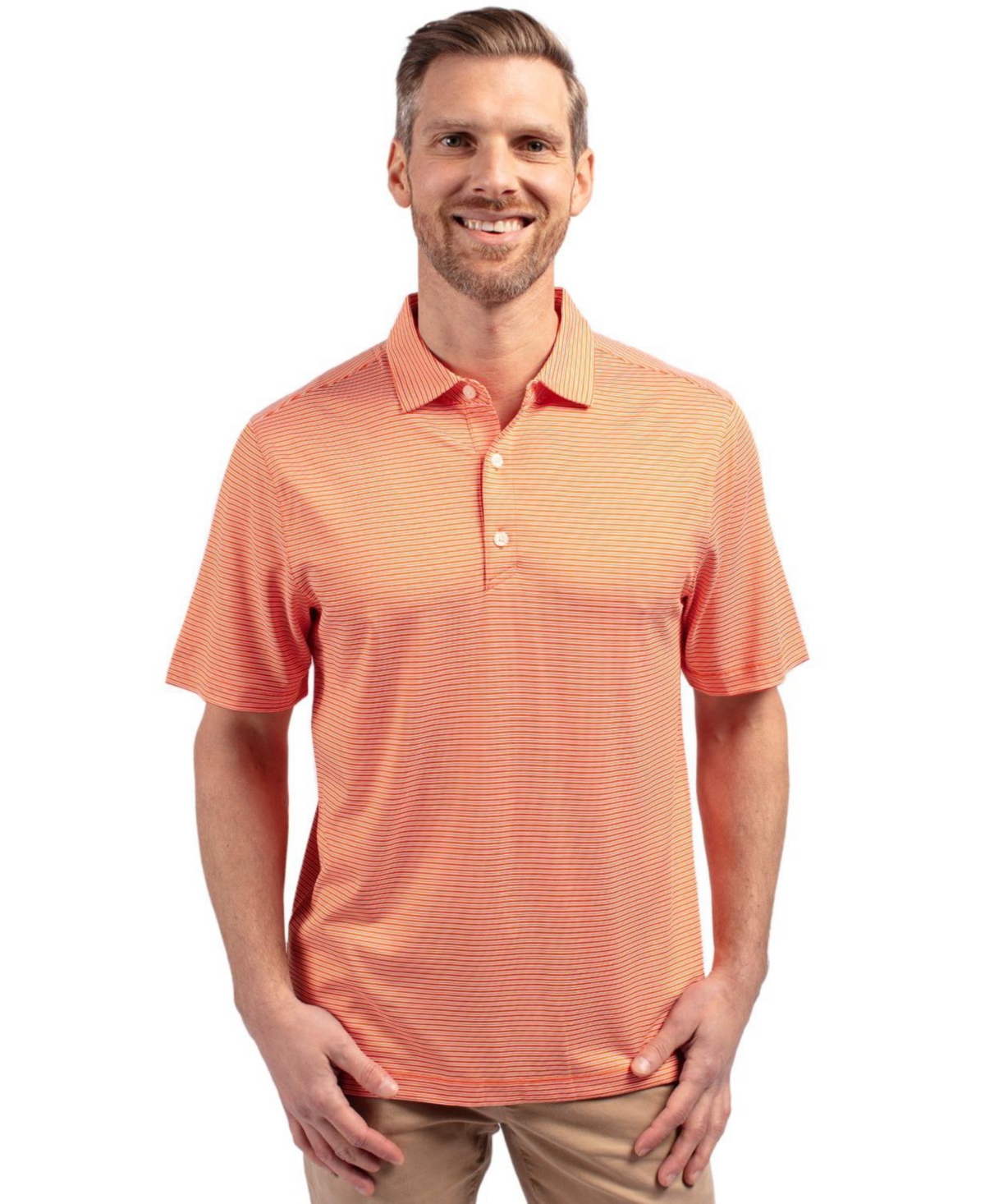 Forge Eco Double Stripe Stretch Recycled Mens Polo Shirt - Tour blue/white