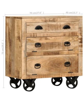 Side Cabinet with Wheel 27.6"x15.7"x29.5" Solid Mango Wood