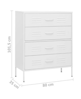Chest Of Drawers White Steel 31.5 x 13.8 x 40.0 in