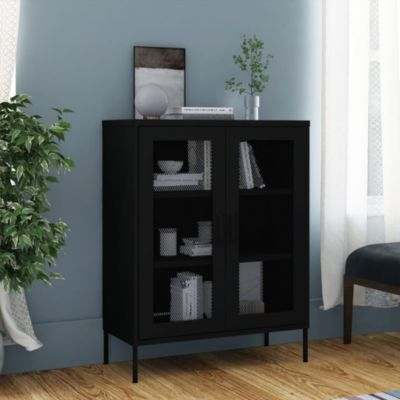 Storage Cabinet Black Steel Large Height-Adjustable Shelves